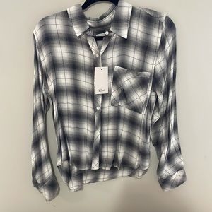 Rails NWT size Medium grey plaid button down flannel